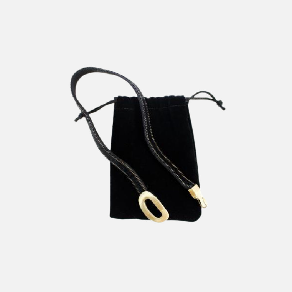 BLACK PU BRACELET/GOLD BUCKLE WITH POUCH;