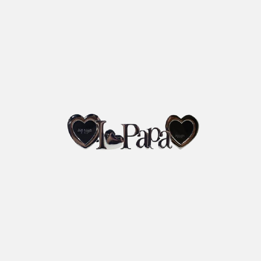 SILVER HEART FRAME-I LOVE PAPA
