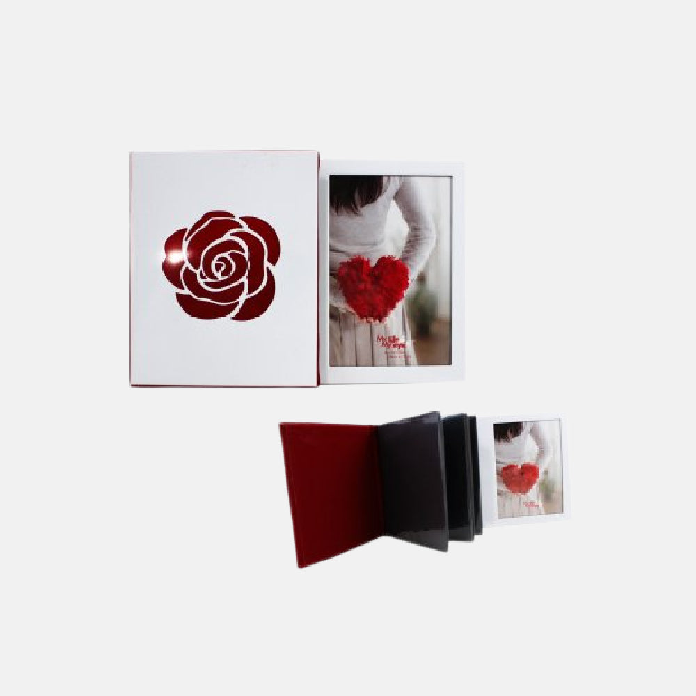 4×6 ALBUM/FRAME-WHITE/RED ROSE