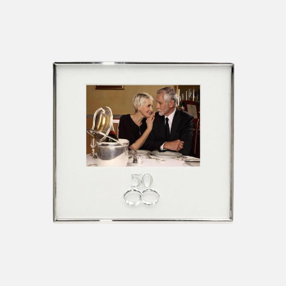 6×4 SILVER FRAME-50TH/DOUBLE RING