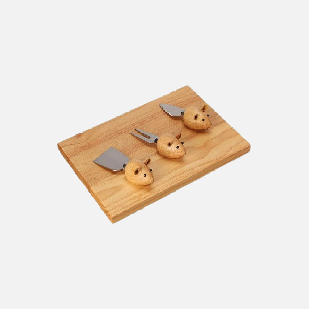 3 PC CHEESE KNIVES AND CUTTING BOARD SET