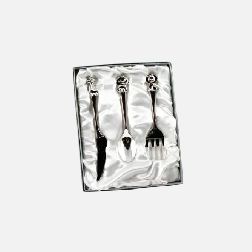3Pc Silver-Plated Baby Cutlery Set